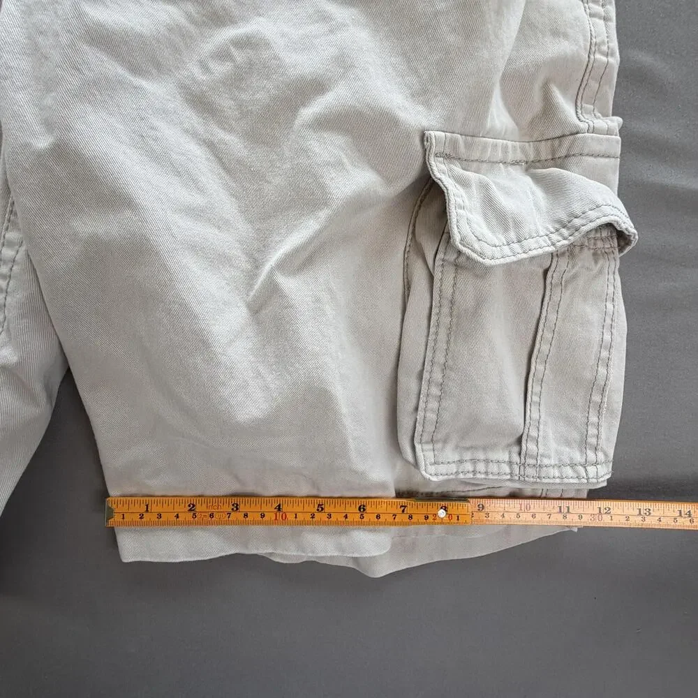 Aeropostale Cargo Shorts Mens 36 Beige Drawstring Pockets 11 Inseam Casual